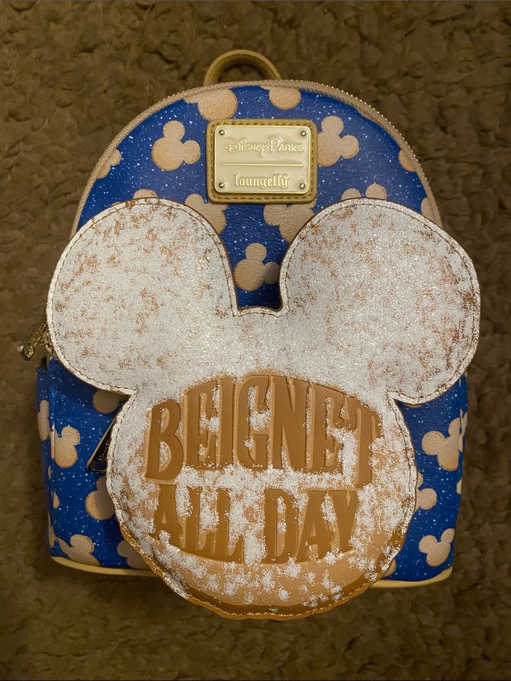 Loungefly Blue and Tan 'Beignet All Day' Sparkle Mini Backpack